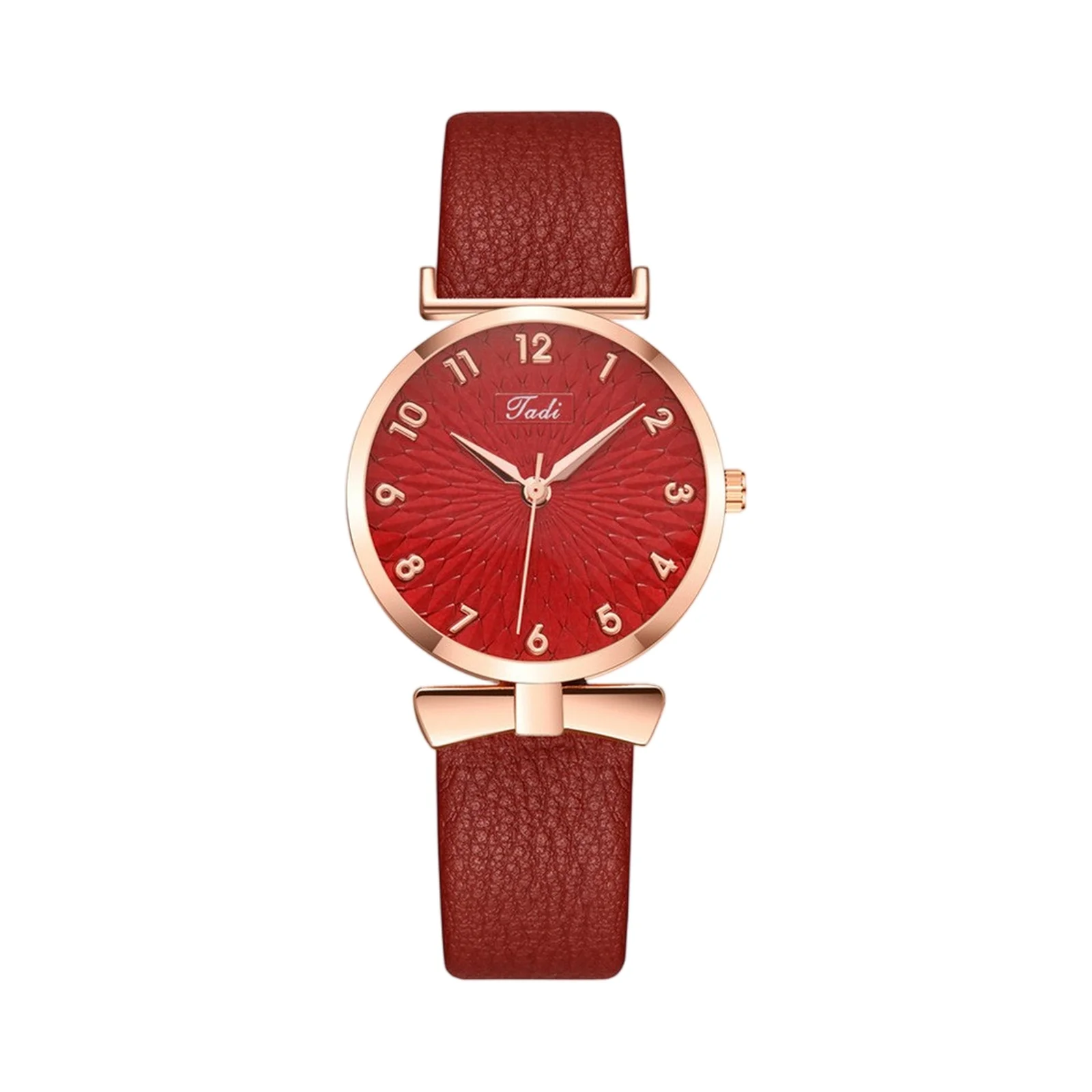 ساعة نسائية عصرية شعبية كاجوال بنمط دائري بحزام جلدي ساعة كوارتز أنيقة بمزاج أنثى ديكور الأعمال اليومية #2