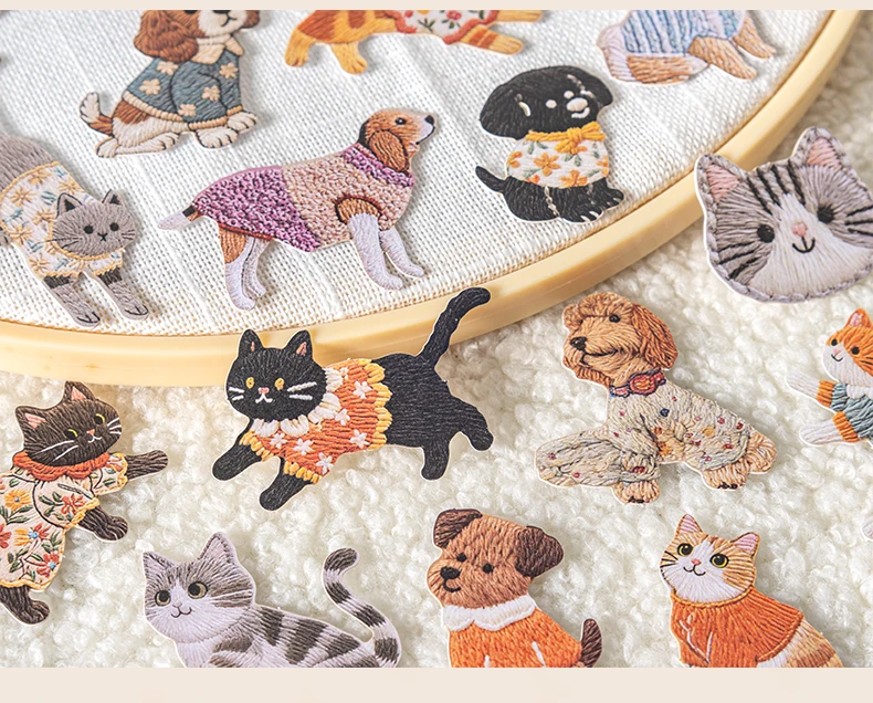 Niedliche Cartoon-Tier-Aufkleber Katze Hund Kawaii Junk Journal Scrapbooking Hobby Bastelbedarf Schneideform Aufkleber Schreibwaren – Detail 9