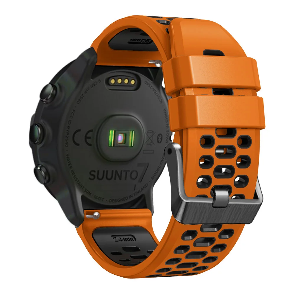 24mm pulseira de silicone para suunto 9 baro 7 d5 spartan esporte pulso hr banda relógio inteligente respirável pulseira pulseira pulseira