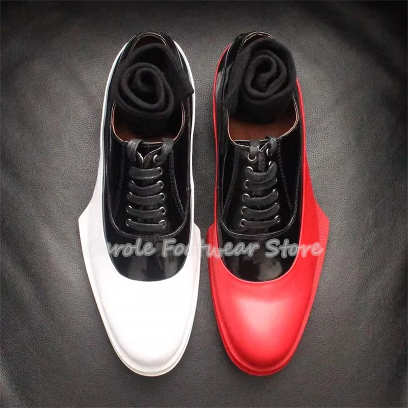 

Fashion Mixed Color Leather Business Formals Male Shoes Round Toe Chunky Heel Lace-Up Loafers for Men Large Size Derby Shoes