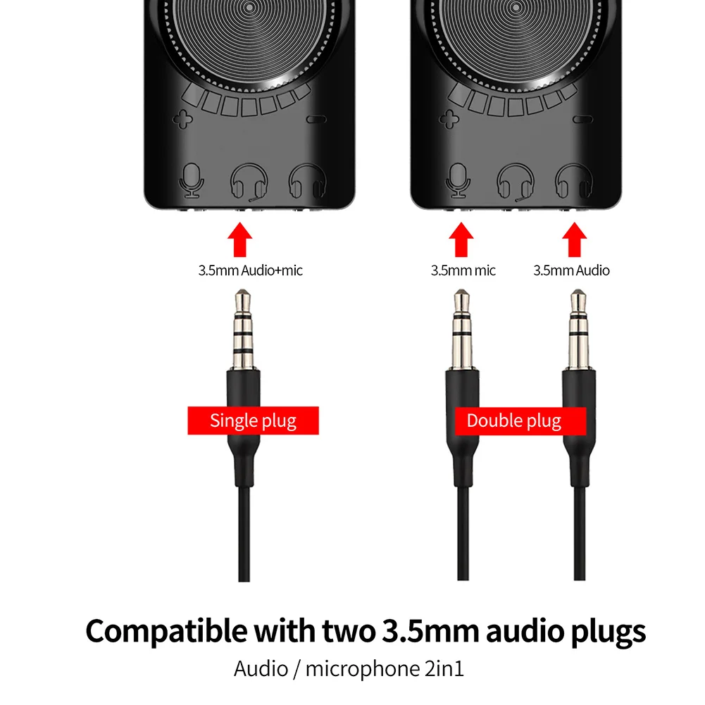 GS3 Adaptador conversor de placa de som de 7.1 canais Fone de ouvido de áudio USB externo para PC