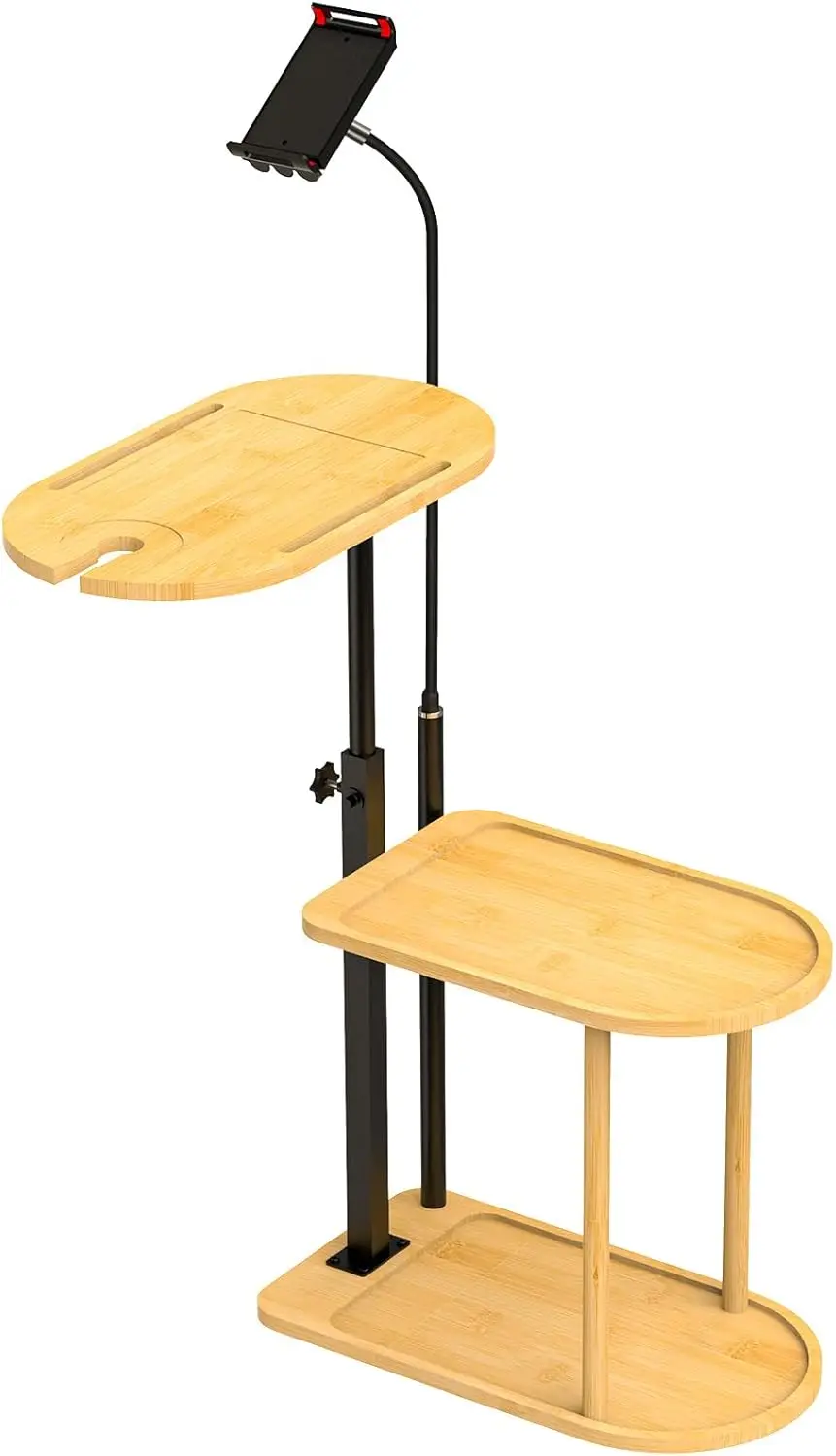Bandeja de Bañera de Madera con Soporte para Tableta, Organizador de Baño Multifuncional de 3 Niveles para Ahorrar Espacio, Accesorio de Baño Ajustable