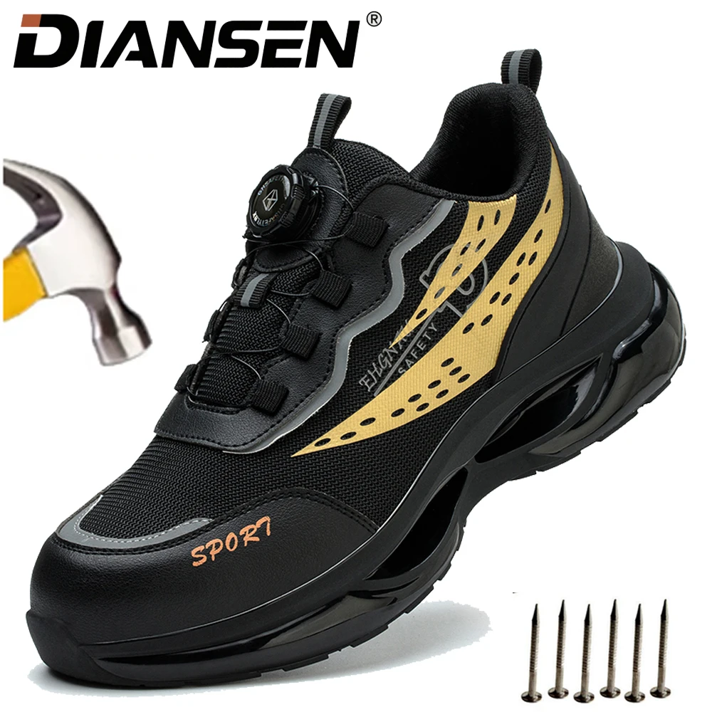 

Cushioned Safety Shoes Anti-Puncture Anti-Drop Work Sneakers Slip Resistant Work Shoes Indestructible Steel Toe Boots for Men