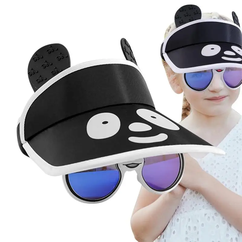 Cute Cartoon Panda Glasses Hat Kids Summer Boy Girl Beach Sun Hats Outdoor Travel Children Sun Protection Hat For Children