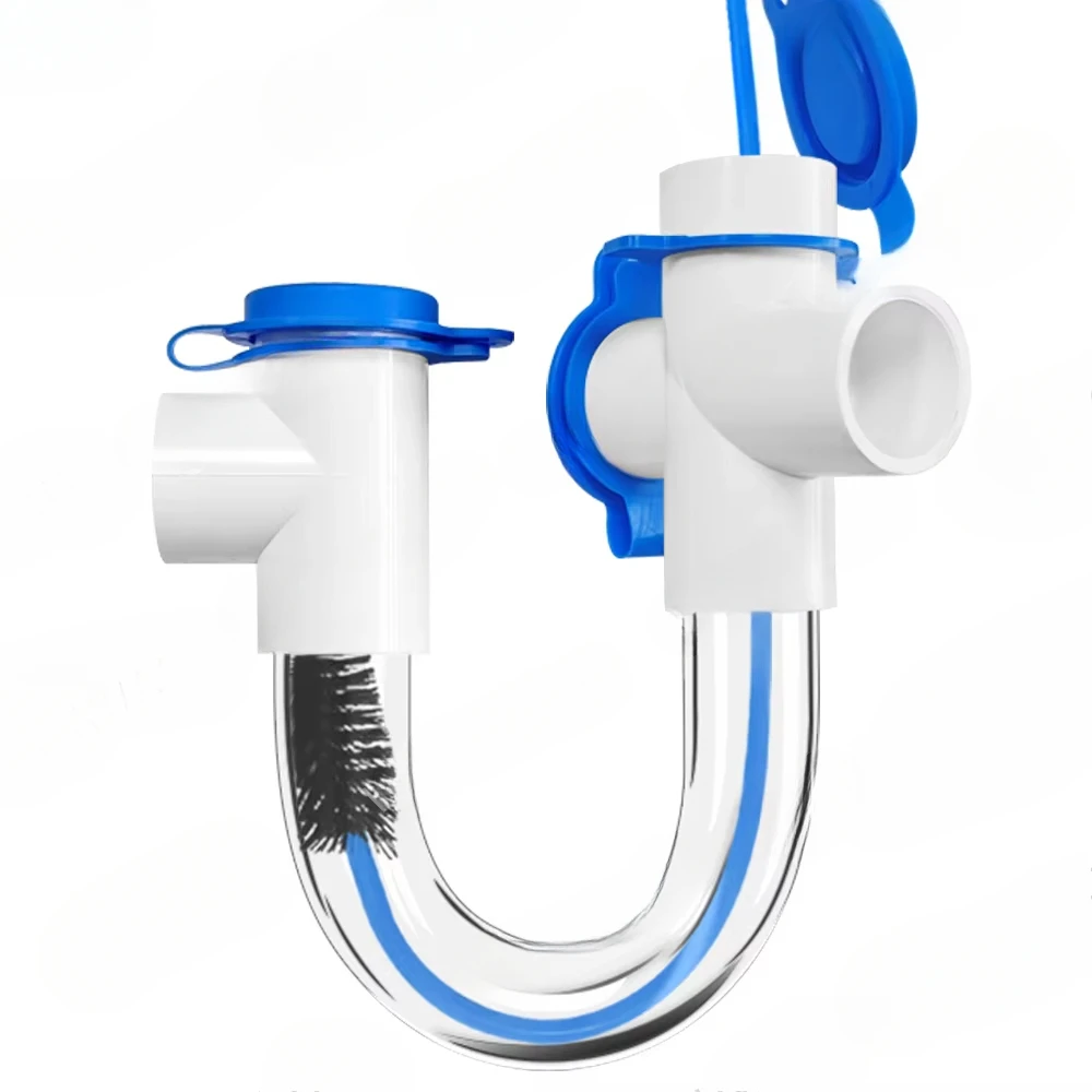 

LLS-EZ113 3/4 Inch Standard Condensate Trap, PVC Clear U Trap with Cleaning Brush, for HVAC Systems, Air Conditioning