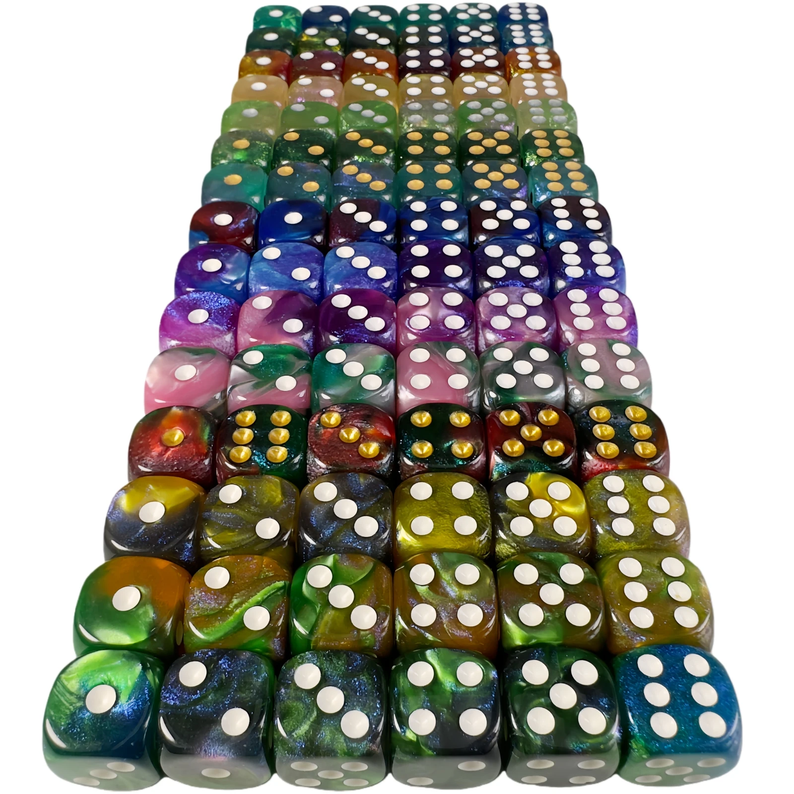 

6pcs D6 Dice 16mm Rounded Corner Dice with Mixing Color and Glitter for DND TRPG Board Game Accessories