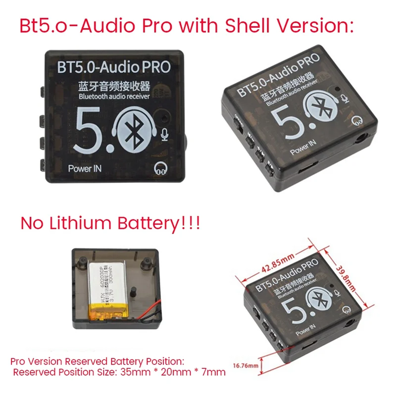 BT5.0 PRO Audio Module met Case MP3 Audio Decoder Board met Microfoon Lossless Car Audio Versterker DIY Audio Ontvanger