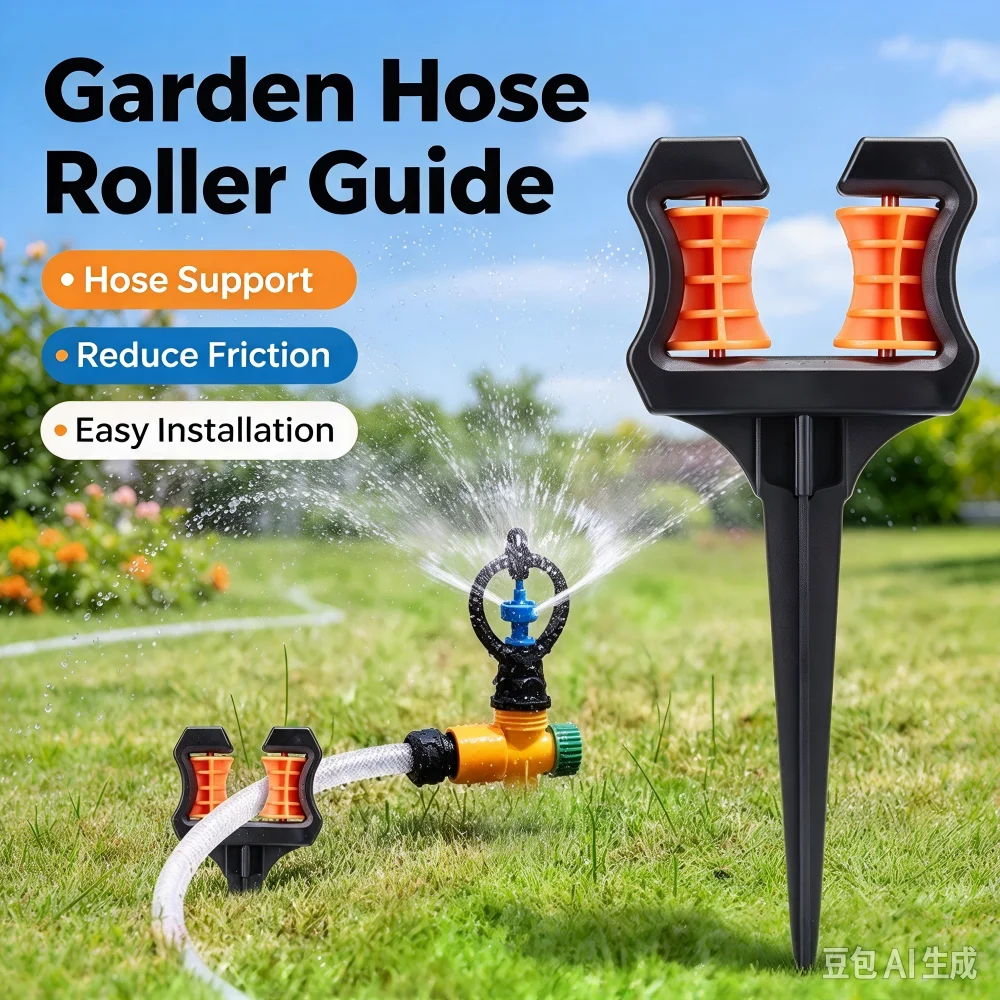 Garden Hose Roller Guide, Heavy Duty Ground Stake Hose Support for Lawn, Garden, Irrigation and Outdoor Watering