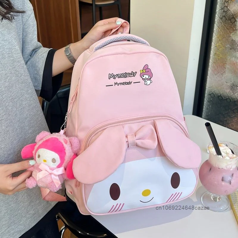 Sanrio Hello Kitty Cinnamoroll My Melody Kuromi Cute Shoulders Bag Cartoon Plush Pendant Soft Y2k Girl Fashion Commuter Backpack