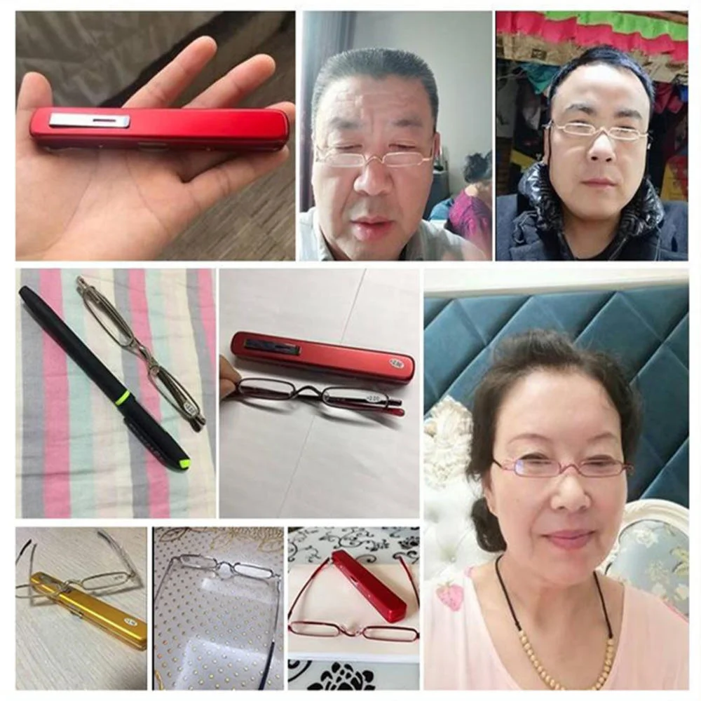 Reading Glasses Women Men Ultra-light Portable Mini Reading Glasses with Pen Tube Case HD Prescription Glasses Diopter Plus 2.5