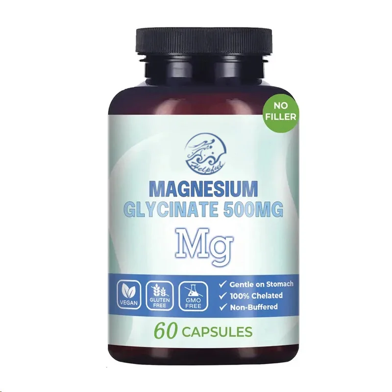 Supplément en capsule de glycine de magnésium, pur, 500 pur, sans charges, supporte le sommeil et la relaxation, 100% mg