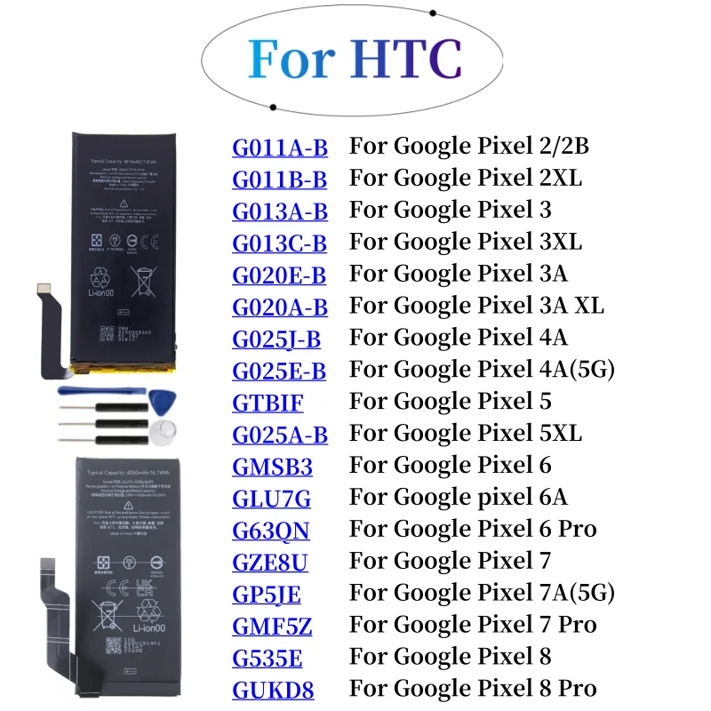 New Battery For GOOGLE 2 2B PIXEL 3 3XL Pixel 4XL Pixel 4 4XL 4 Pixel 4A 5A 5 5G Pixel 6 Pro 7A 7 Pro 8 Pro Batteries