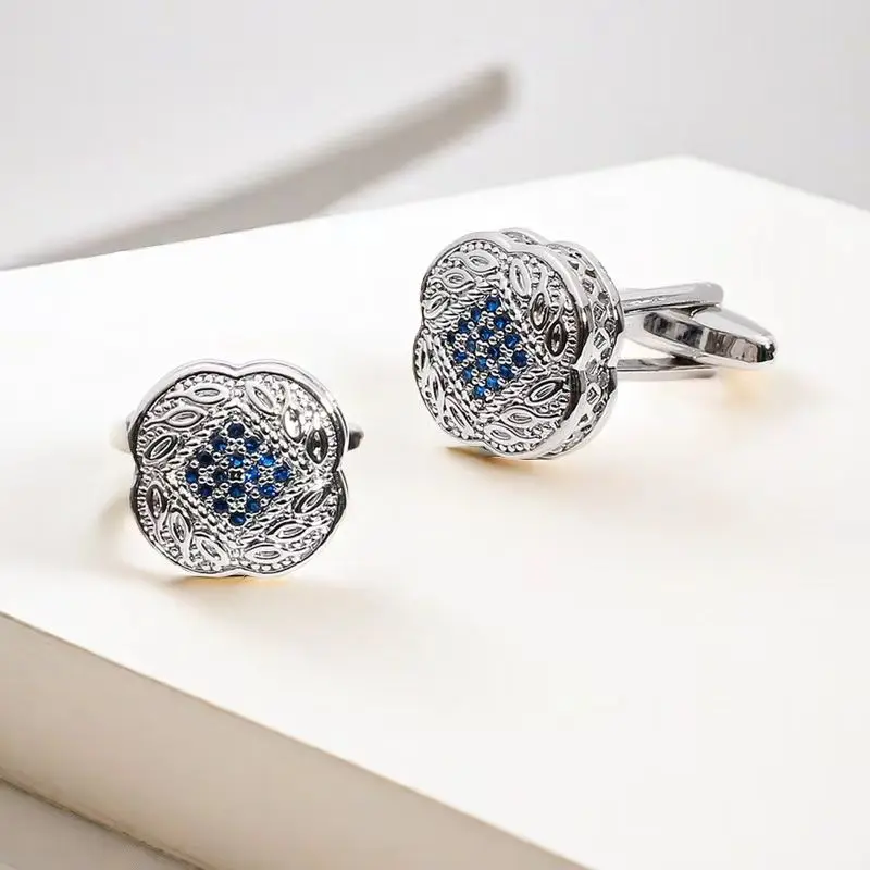 French Business Cufflinks Banquet Gift Cufflinks Men\'s High-End Crystal Zircon Cufflinks Wedding Cufflinks