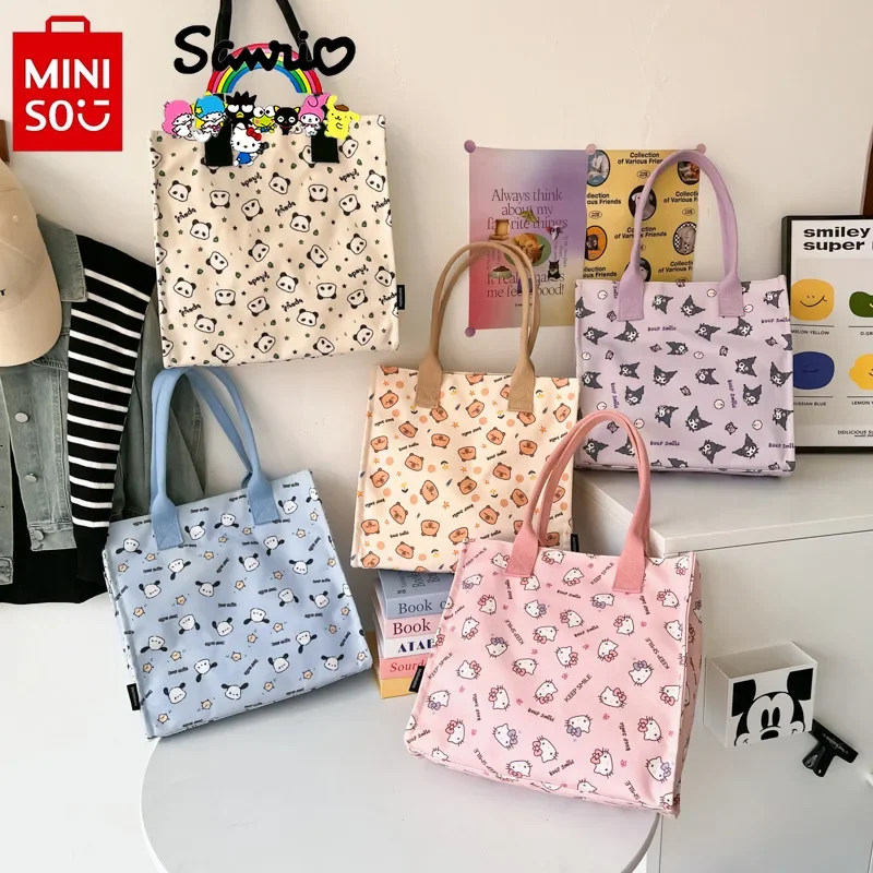 

MINISO New Women's Handbag Fashion High Quality Girls' Multi Functional Storage Bag Cartoon Large Capacity Girls' Shopping Bag