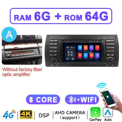 Draadloze Carplay Android 14 Auto 7 ''Scherm Autoradio Voor BMW 5 Serie E39 X5 E53 M5 E38 1995-2007 Stereo 2DIN Multimedia Speler