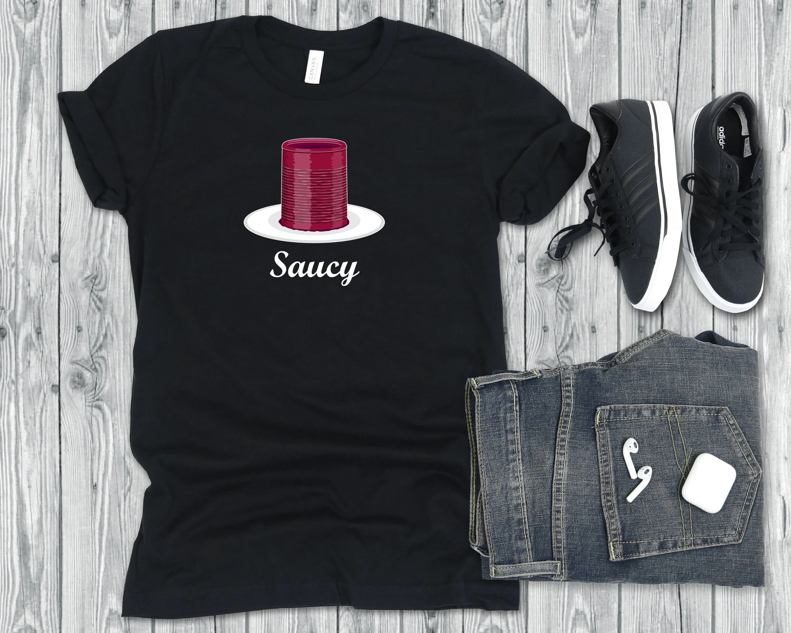 

Saucy Canned Cranberry Sauce Thanksgiving T Shirt Funny Joke for Lover