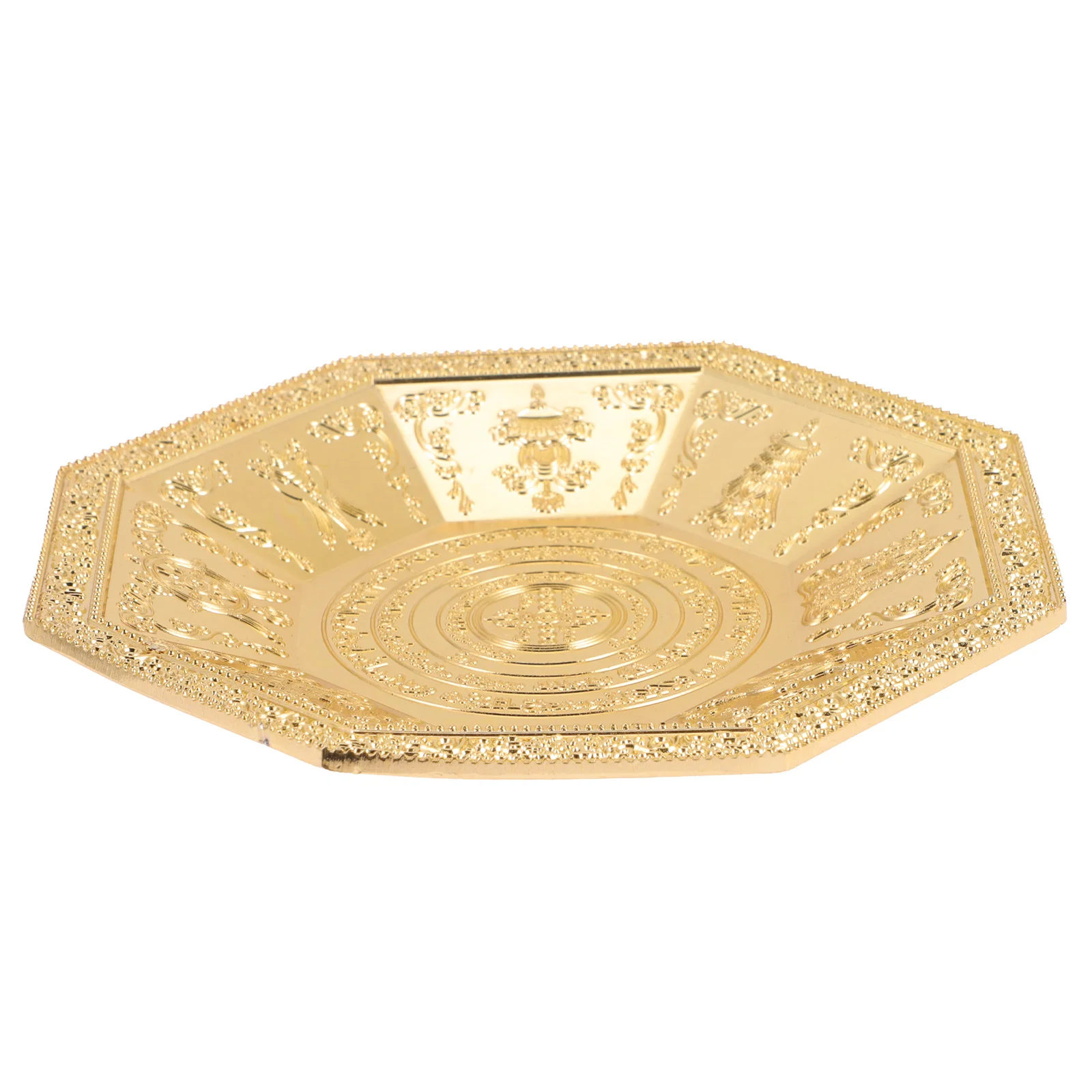 Octagonal Cigarette Offering Plate Tray Vintage Tibetan Water Dish Decorative Tribute Fruit