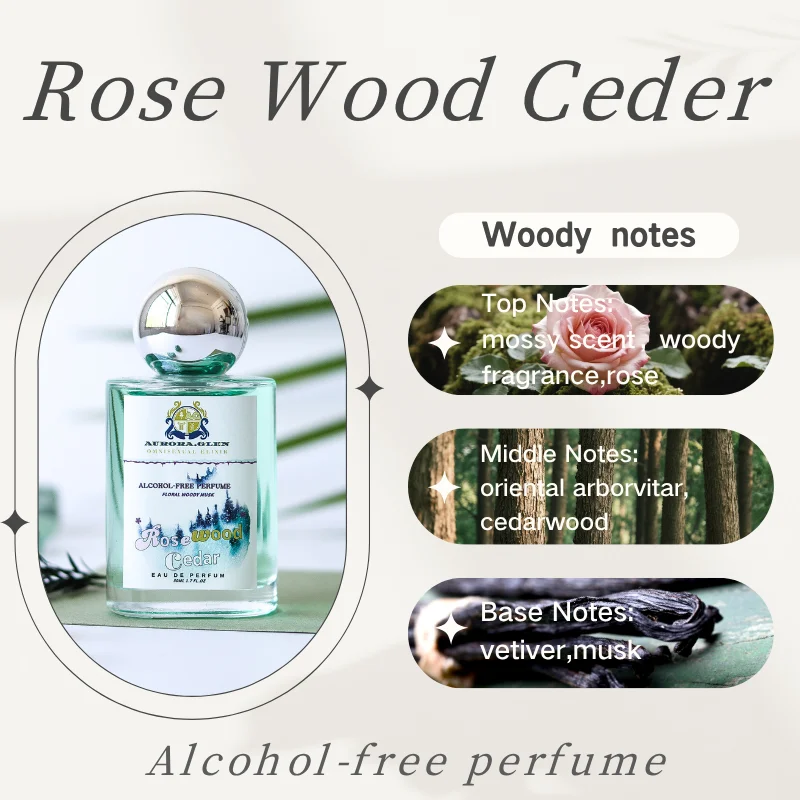 

Rose Wood Cedar Unisex Alcohol-Free Perfume Woody Fragrance with Cedarwood,Vetiver Long-Lasting 50ml women and man Fragrance