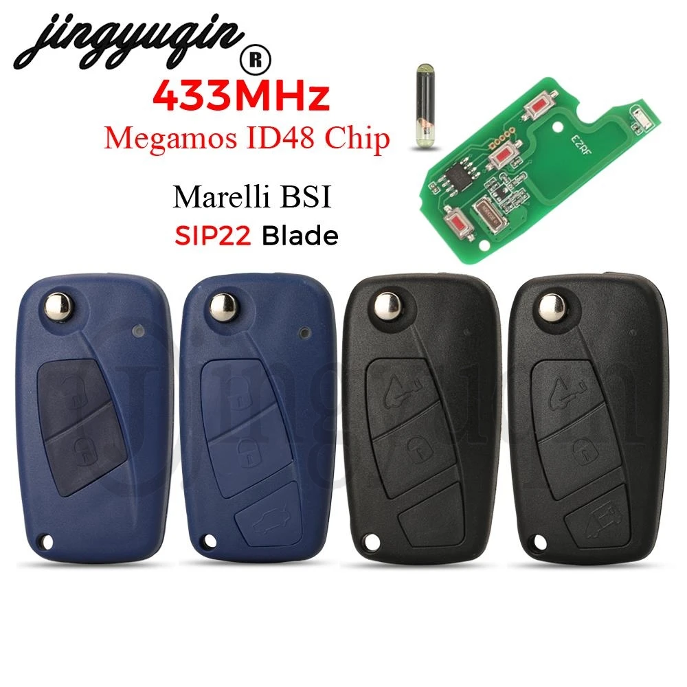 jingyuqin 433MHz Remote Key Megamos ID48 For FIAT Bravo Linea Stilo Punto Ducato Ypsilon Daily PEUGEOT BOXER Citroen Jumper 2/3B