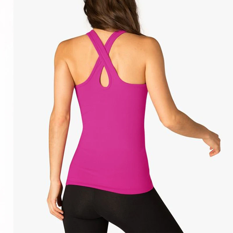 Yoga Vest Women Gym Shirt Quick Dry Sports Shirts Cross Back Gym Top Women\'s Fitness Shirt Sleeveless Sports Top Yoga Shirt