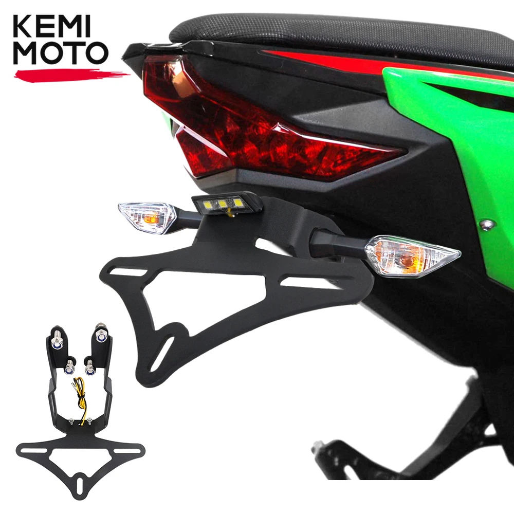 

KEMIMOTO For KAWASAKI NINJA 400 250 Z400 Z250 2018 2019-2022 License Plate Holder Number Plate Holder With Turn Signal Lights