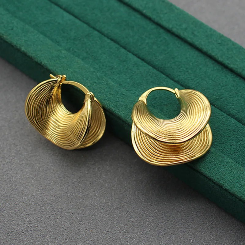 Vintage Retro Style Irregular 24K Gold Plated Copper Swirl Earring