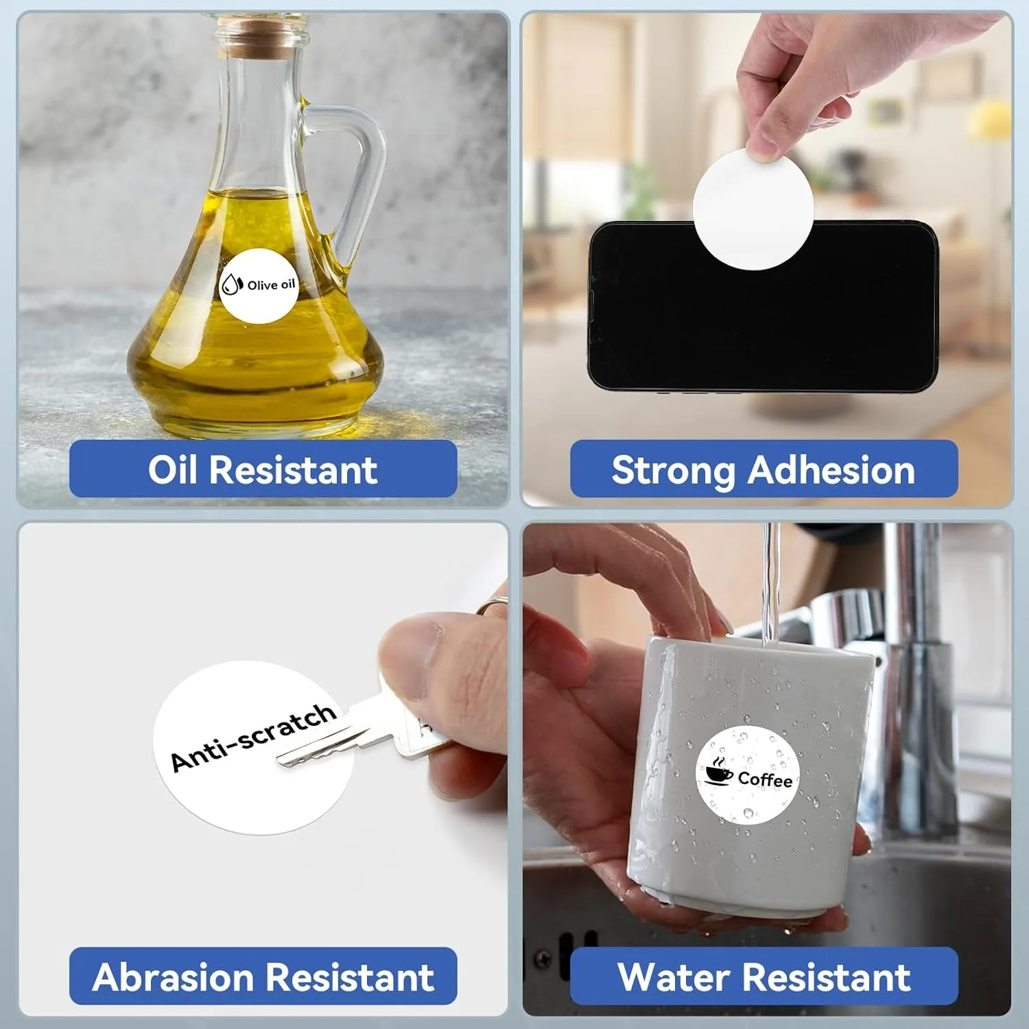 White & Transparent MultiSize Labels Clear Adhesive Waterproof Sticker for Shipping Barcodes Retail Packaging Tubes Office Files