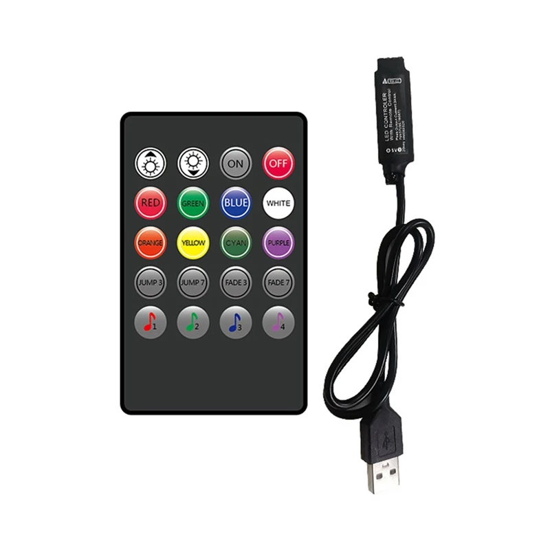 IR 컨트롤러 USB 원격 USB 제어, 20 키 RGB 제어, IR 무선 음악 동기화 조명 조광기, LED 조명 스트립용, 20 키