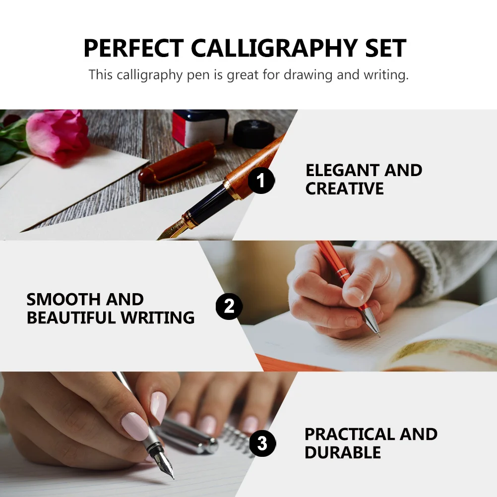 Vintage Dip Pen Calligraphy Set Smooth Writing Fountain Nib Retro Quill Ink Pen Gift Perfect for Drawing Writing