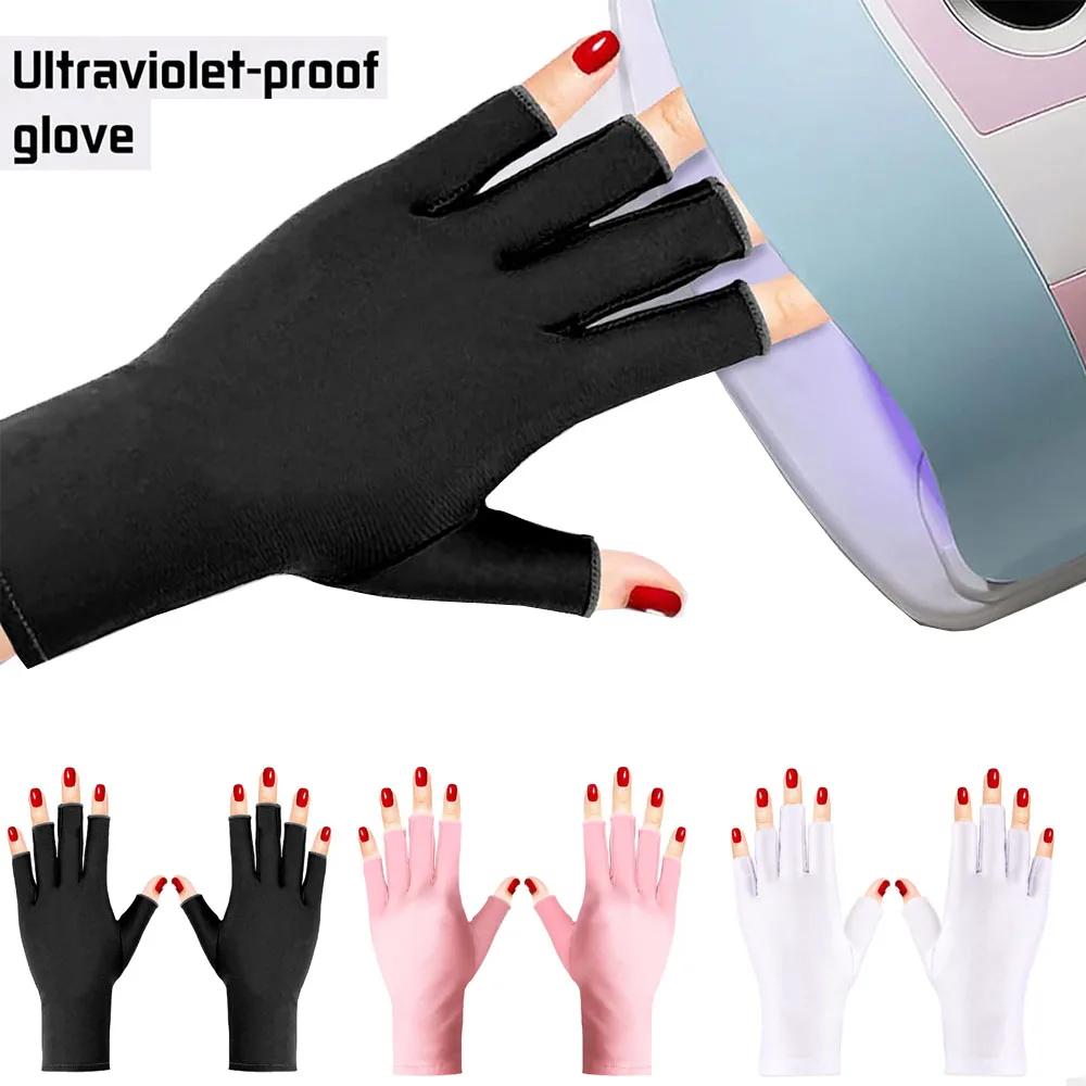 Anti-UV-Handschuhe für Nagellampe, professioneller UPF50+ UV-Schutzhandschuh für Maniküre, Kunst-Hautpflege, fingerlos, Damen Herren