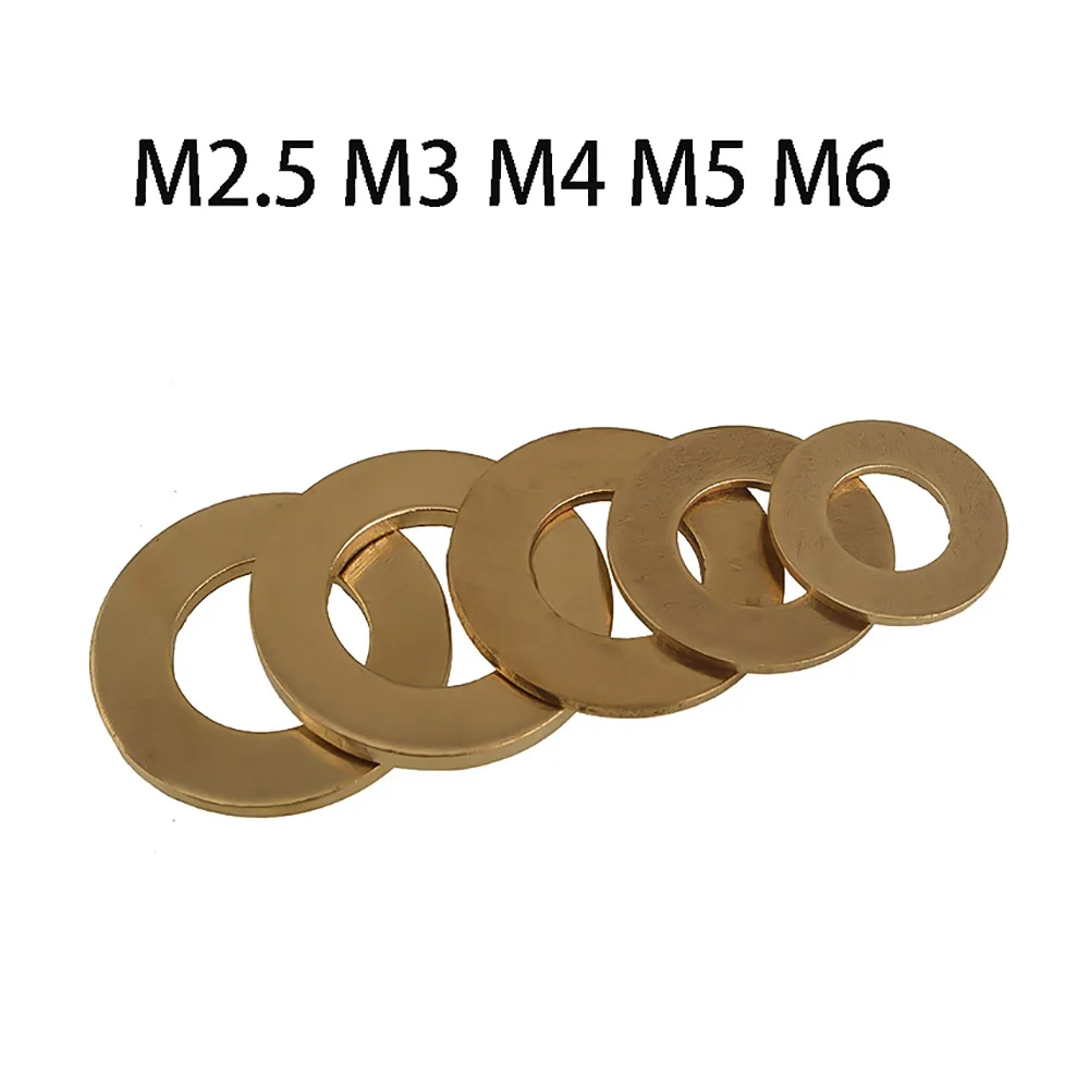 2-200 Thickness 0.4mm-2mm Brass Flat Washer M2.5 M3 M4 M5 M6 Solid Copper Washers Various Specifications High Quality Gasket Pad