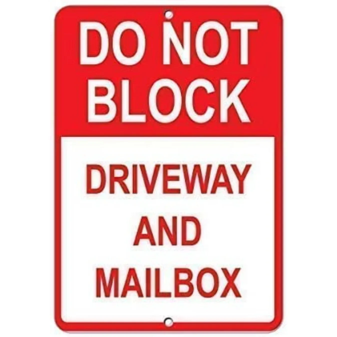 

"Do Not Block Driveway & Mailbox Warning Sign - Aluminum Metal Wall Decor for Indoor & Outdoor Use, 8 X 12 Inch"
