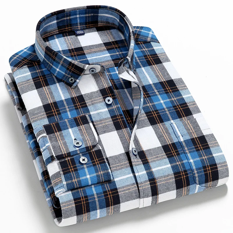 2023 Nieuwe Heren Geruit Overhemd 100% Katoen Hoge Kwaliteit Heren Casual Lange Mouwen Shirt Mannelijke Sociale Jurk Shirts Flanel 4xl