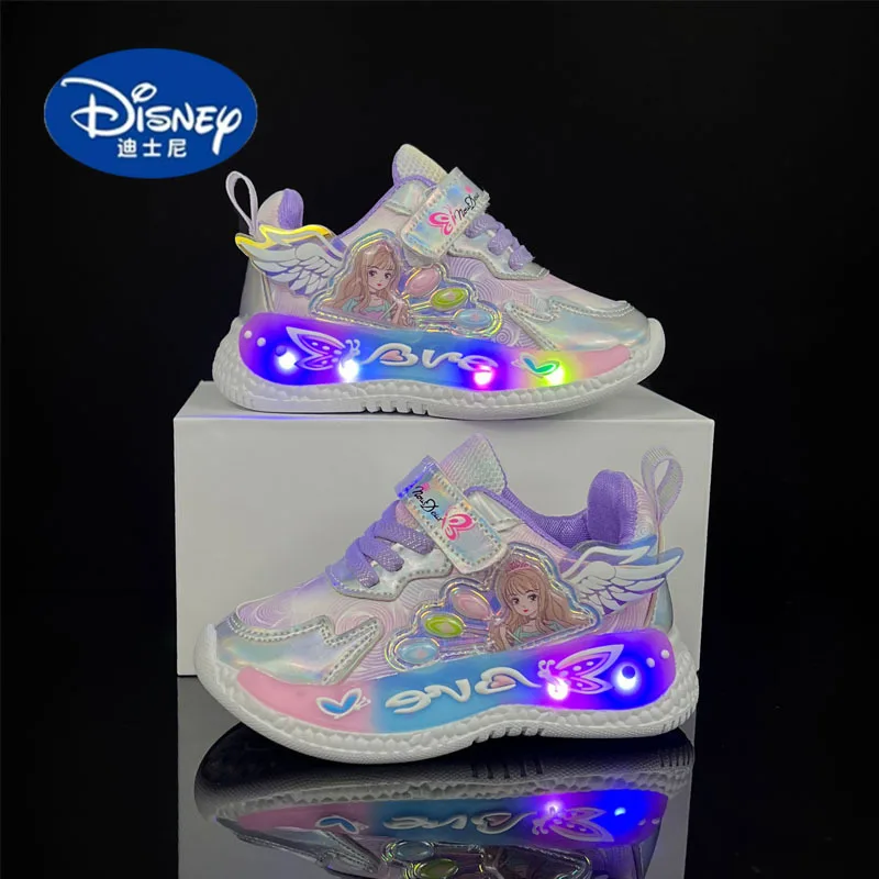 أحذية ديزني فال الرياضية المضيئة بإضاءة LED للفتيات: أحذية وامضة كرتونية بنعل ناعم، أحذية رياضية كاجوال مصبوغة للأطفال #3