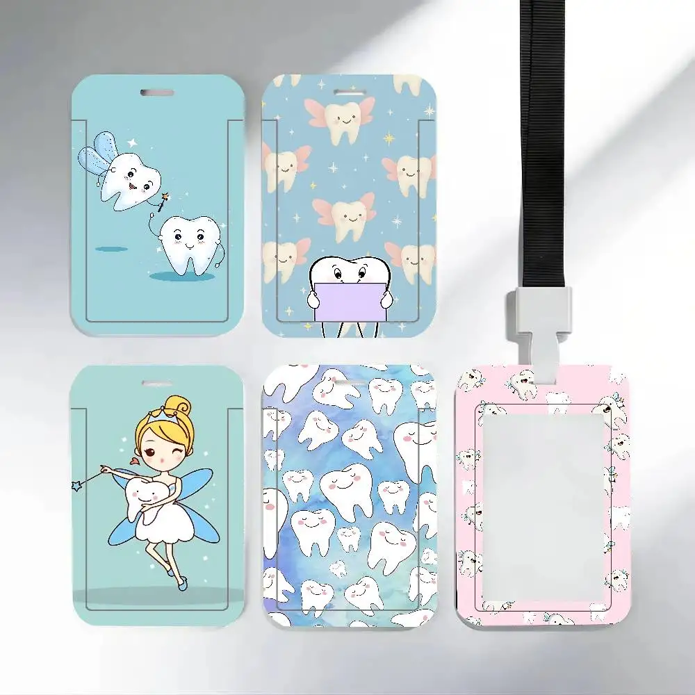 

Dentist Tooth Cartoon ID Badge Holder With Lanyard Neck Strap For Office School Name Card Credentials Case