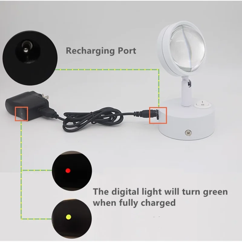 Wireless Rechargeable Rotatary Spot Light,1W/3W Switch  Wall Cabinet Lamp,Background Painting Accent White Housing Projector