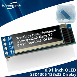 Màn Hình OLED 0.91 Inch Màn Hình Hiển Thị LCD Module 128X32 4Pin SSD1306 Lái Xe IIC I2C Nối Tiếp Màn Hình DC 3.3V ~ 5V Cho Arduino (Chân Kim Hàn)