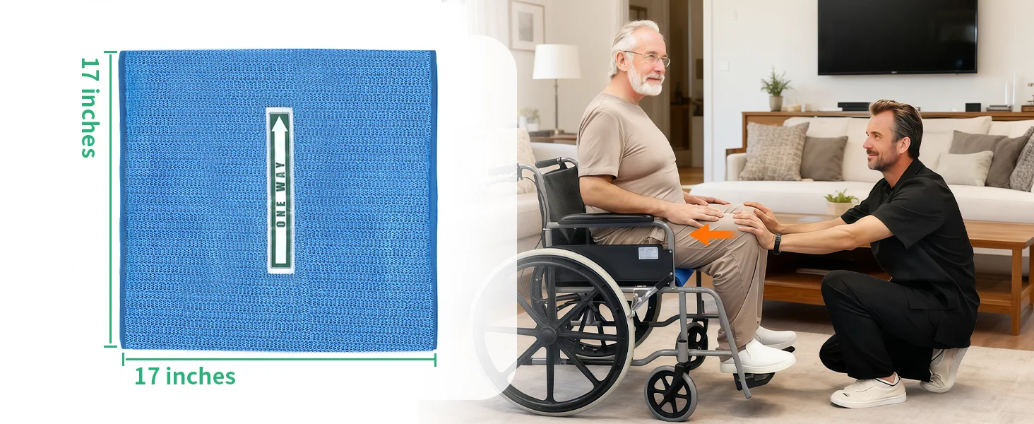 Ehucon Rollstuhl-Sitzkissen, One Direction Glide, Anti-Fall-Pad für ältere Menschen im Stuhl oder im Rollstuhl, rutschfest, 17 x 17 Zoll – Detail 4