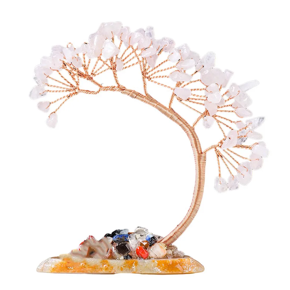 Natural Gemstone Chip Tree Elegant Home Decor with Unique DIY Weaving Features Brings Positive Energy to Any Space