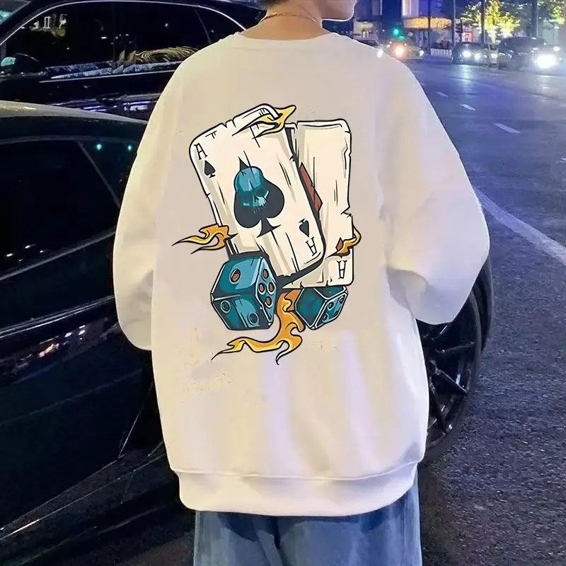 loose-fit-men's-crew-ne-sweatirt-large-size-300-pou-spring-autumn-poker-print-casual-top-street-sle-pure-cotton