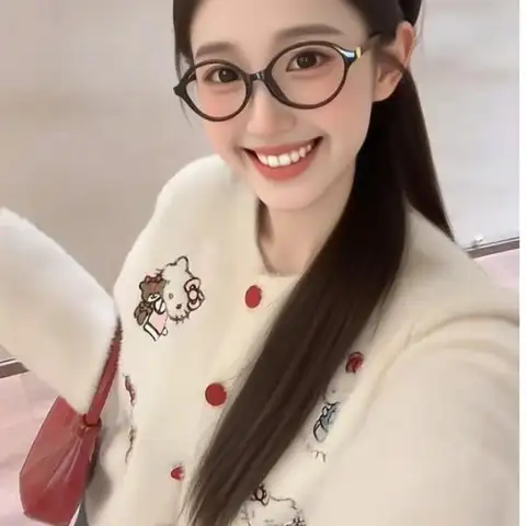 เสื้อคาร์ดิแกนถักไหมพรมลายซานริโอ้สุดน่ารัก สไตล์เกาหลี หวานละมุน ลายการ์ตูน ทรงหลวม