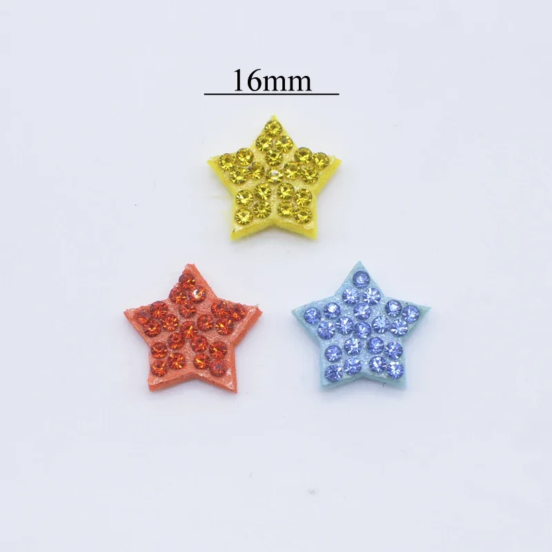30Pcs 1.6cm Padded Rhinestone Star Patches for DIY Craft Clothes Hat Headwear Hair Clips Bow Decor Appliques Accessories