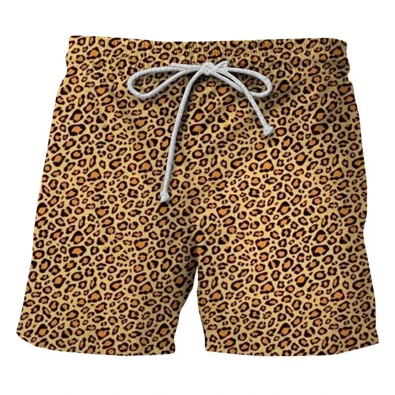 Summer Fashion Classic Colorful Leopard 3D Printed Men\'s Shorts Unisex Casual Beach Swimming Shorts Quick-dry Surf Board Shorts