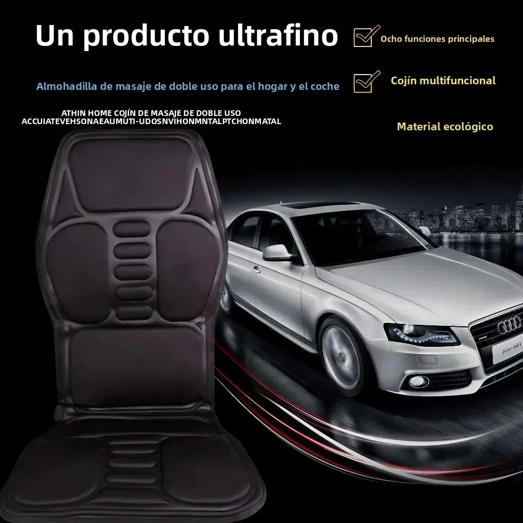 Almohadilla de Masaje Eléctrica con Vibración y Calor, Cojín Universal para Silla de Auto y Hogar, Masajeador Lumbar para Aliviar el Estrés Muscular Diario