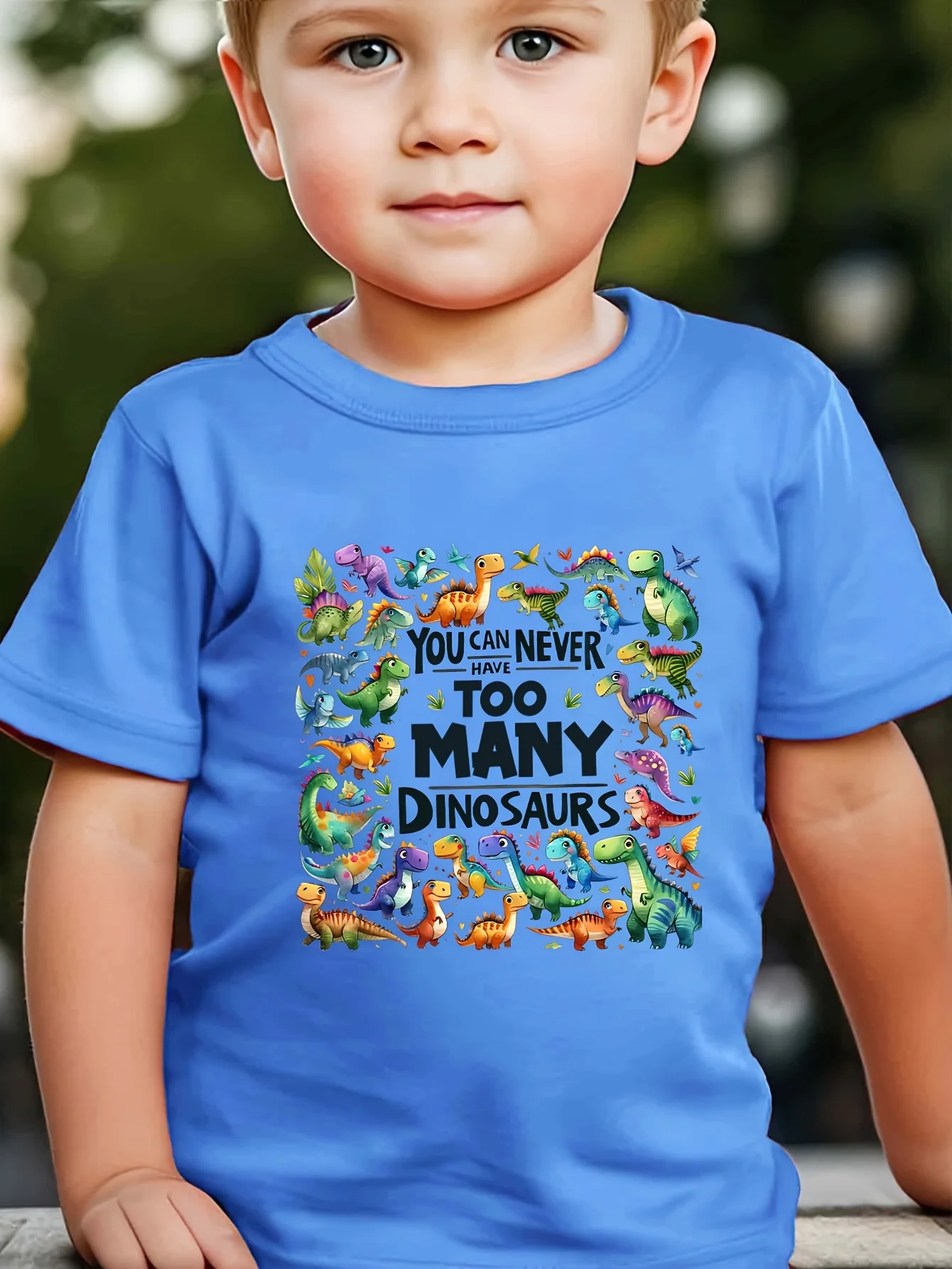 You Can Never Have Too Much Dinosaur Lettering Dinosaur Print Children's T-shirt Personalized Print Casual  Parent-child Top