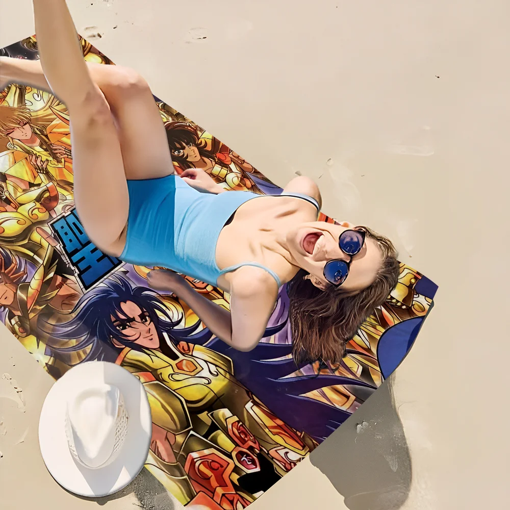 Saint Seiya Microfiber Printed Beach Towel Mountain Climbing Yoga Beach Swimming Running Absorbent Soft Towel