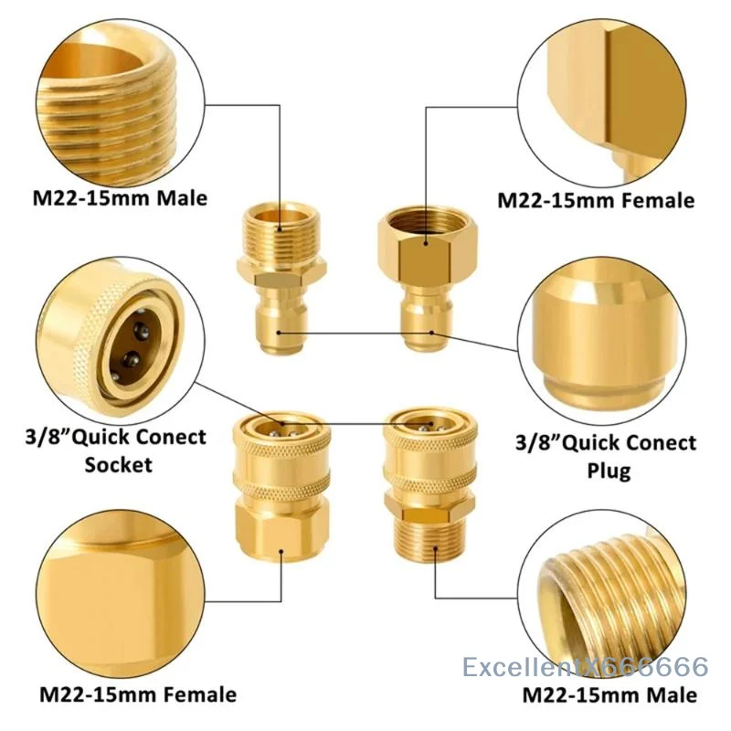 2 Pack Aluminum‑Copper Plated Quick Connect Fittings, Leak‑Proof For Pressure Washer