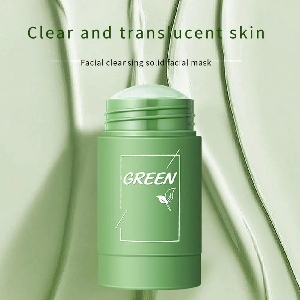 Green Tea Solid Cleansing Mask Dispel Acne Blemish Mark Remove Blackhead Acne Smearing Mud Film Hydrating Mask 40g