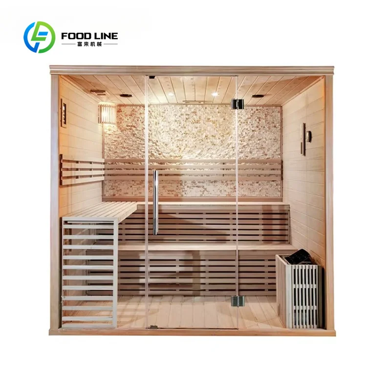 Customized Outdoor Sauna Room Canadian Red Cedar Weatherproof 4-6 Person Traditional Steam Far Infrared CE Certified
