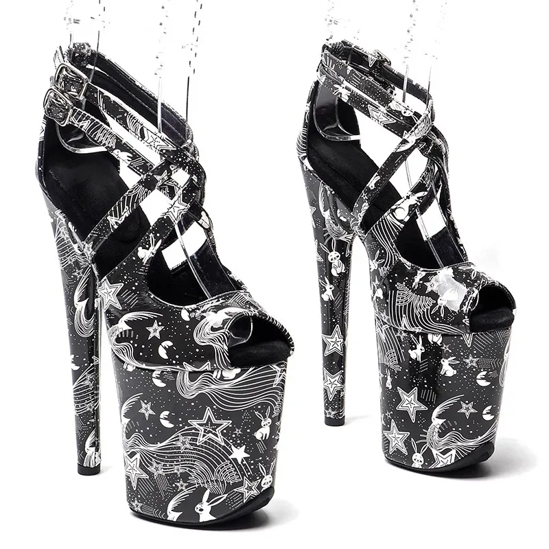 

20cm/8inches Shiny PU Upper Electroplate Platform High Heel Sandals Sexy Model Shoes Pole Dance Shoes 288